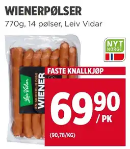 Meny Leiv Vidar Wienerpølser tilbud