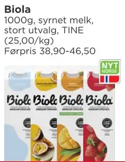 Meny Biola syrnet melk tilbud