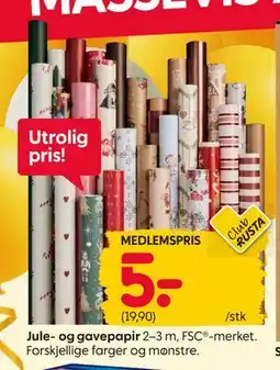 Rusta Jule- og gavepapir, Medlemspris tilbud