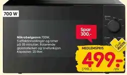 Rusta Mikrobølgeovn 700W, Medlemspris tilbud