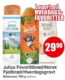 Spar Julius Favorittbrød/Norsk Fjellbrød/Hverdagsgrovt tilbud
