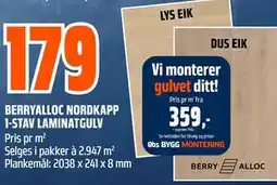 Obs Bygg BERRYALLOC NORDKAPP 1-STAV LAMINATGULV tilbud