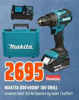 Obs Bygg MAKITA DDF490WF 18V DRILL tilbud