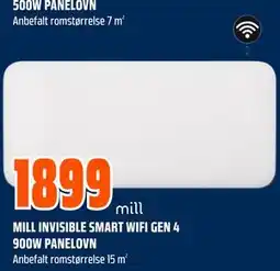 Obs Bygg MILL INVISIBLE SMART WIFI GEN 4 900W PANELOVN tilbud