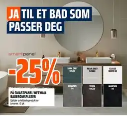 Obs Bygg PÅ SMARTPANEL WETWALL BADEROMSPLATER tilbud