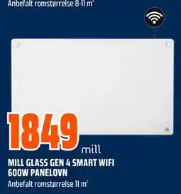 Obs Bygg MILL GLASS GEN 4 SMART WIFI 600W PANELOVN tilbud