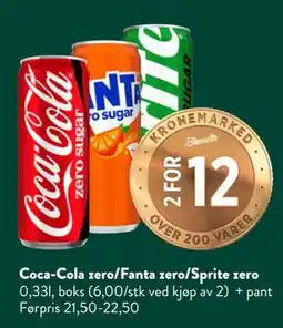 Jacobs Coca-Cola zero/Fanta zero/Sprite zero tilbud