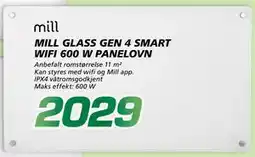 Coop Byggmix MILL GLASS GEN 4 SMART WIFI 600 W PANELOVN tilbud