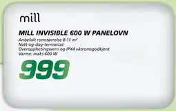 Coop Byggmix MILL INVISIBLE 600 W PANELOVN tilbud