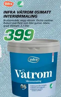 Coop Byggmix INFRA VÅTROM 05/MATT INTERIØRMALING tilbud