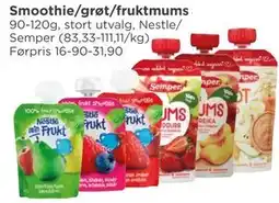 Meny Smoothie/grøt/fruktmums tilbud