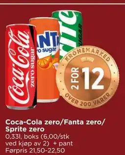 Meny Coca-Cola zero/Fanta zero/ Sprite zero tilbud