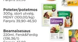 Meny Poteter/potetmos tilbud