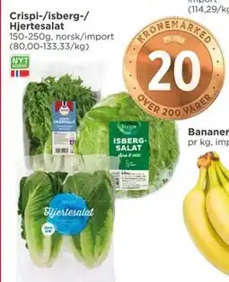 Meny Crispi-/isberg-/ Hjertesalat tilbud