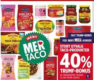 Meny STORT UTVALG TACO-PRODUKTER tilbud