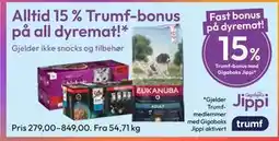 Gigaboks Alltid 15 % Trumf-bonus på all dyremat! tilbud