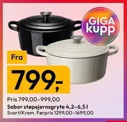 Gigaboks Sabor støpejernsgryte 4,2–6,5 l tilbud