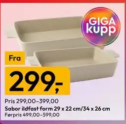 Gigaboks Sabor ildfast form 29 x 22 cm/34 x 26 cm tilbud
