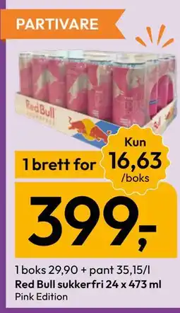 Gigaboks Red Bull sukkerfri Pink Edition tilbud