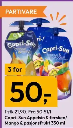 Gigaboks Capri-Sun Appelsin & fersken/ Mango & pasjonsfrukt tilbud