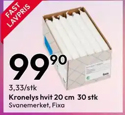 Gigaboks Kronelys hvit 20 cm 30 stk tilbud