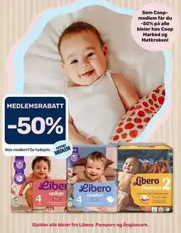 Coop Marked Som Coop-medlem får du -50% på alle bleier hos Coop Marked og Matkroken! tilbud