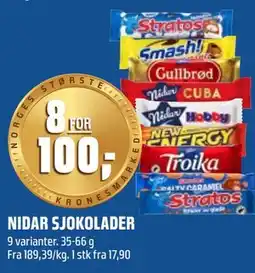 Coop Obs NIDAR SJOKOLADER tilbud
