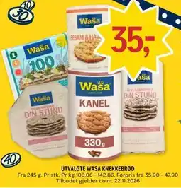 Coop Prix UTVALGTE WASA KNEKKEBRØD tilbud
