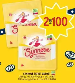 Coop Prix SYNNØVE SKIVET GULOST tilbud