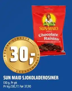 Coop Obs SUN MAID SJOKOLADEROSINER tilbud