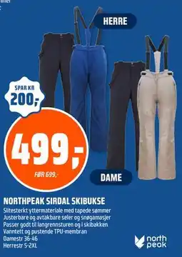 Coop Obs NORTHPEAK SIRDAL SKIBUKSE tilbud