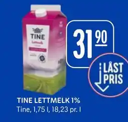 Rema 1000 TINE LETTMELK 1% tilbud