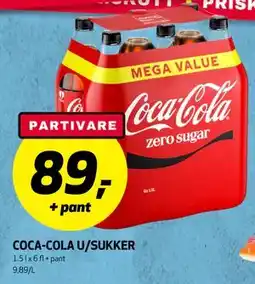Bunnpris COCA-COLA U/SUKKER tilbud
