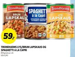 Bunnpris TRONDHJEMS LYS/BRUN LAPSKAUS OG SPAGHETTI A LA CAPRI tilbud