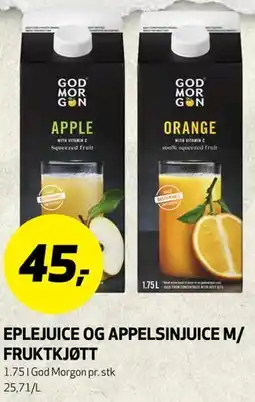 Bunnpris EPLEJUICE OG APPELSINJUICE M/ FRUKTKJØTT tilbud