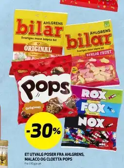 Bunnpris ET UTVALG POSER FRA AHLGRENS, MALACO OG CLOETTA POPS tilbud