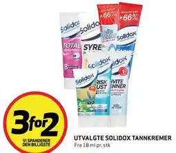 Bunnpris UTVALGTE SOLIDOX TANNKREMER tilbud