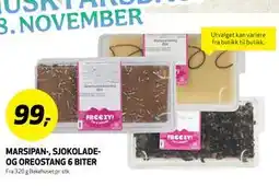 Bunnpris MARSIPAN-, SJOKOLADE- OG OREOSTANG 6 BITER tilbud