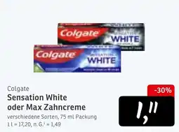 MaxiMat Svinesund Colgate Sensation White oder Max Zahncreme tilbud