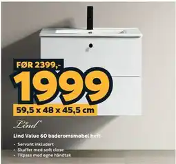 Megaflis Lind Value 60 baderomsmøbel hvit tilbud
