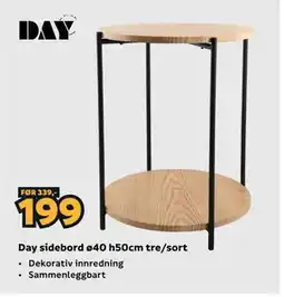 Megaflis Day sidebord ø40 h50cm tre/sort tilbud