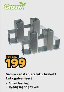 Megaflis Grouw vedstablerstativ brakett 2 stk galvanisert tilbud