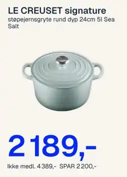 Jernia Le creuset signature støpejernsgryte rund dyp tilbud