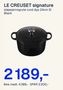 Jernia Le creuset signature støpejernsgryte rund dyp tilbud