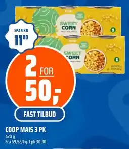 Coop Obs Coop mais 3 pk tilbud