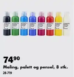 Biltema Maling, palett og pensel tilbud