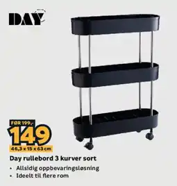 Megaflis Day rullebord 3 kurver sort tilbud