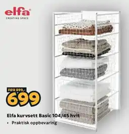 Megaflis Elfa kurvsett Basic 104/45 hvit tilbud