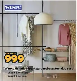 Megaflis Wenko Hercules åpent garderobesystem duo sort tilbud