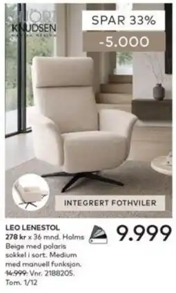 Skeidar Hjort Knudsen Leo Lenestol tilbud